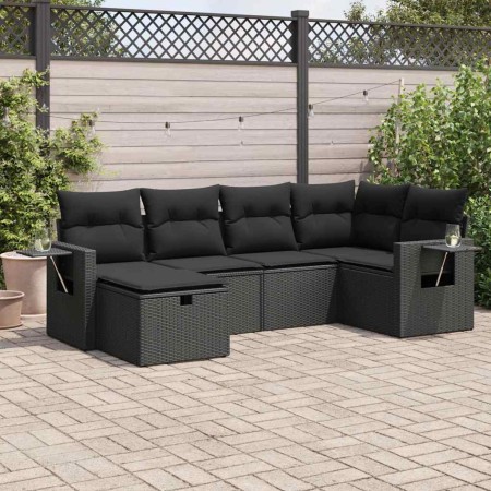 Set de sofás de jardín 6 piezas y cojines ratán sintético negro de , Conjuntos de jardín - Ref: Foro24-3325481, Precio: 440,7...