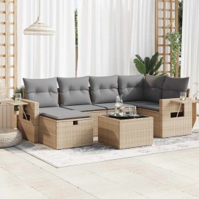Set sofás de jardín 7 piezas y cojines ratán sintético beige de , Conjuntos de jardín - Ref: Foro24-3325495, Precio: 490,13 €...