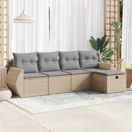 Juego de sofás jardín con cojines 5 pzas ratán sintético beige de , Conjuntos de jardín - Ref: Foro24-3325565, Precio: 349,54...