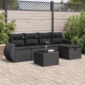 Set de sofás de jardín 6 piezas y cojines ratán sintético negro de , Conjuntos de jardín - Ref: Foro24-3325571, Precio: 388,3...