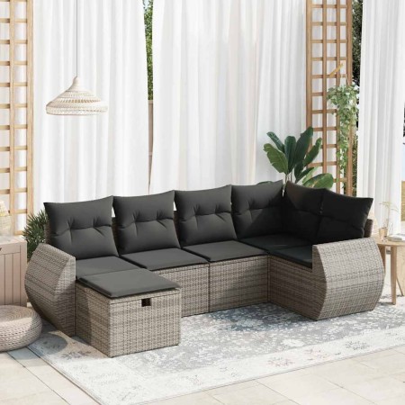 Set de muebles de jardín 6 pzas y cojines ratán sintético gris de , Conjuntos de jardín - Ref: Foro24-3325586, Precio: 425,10...