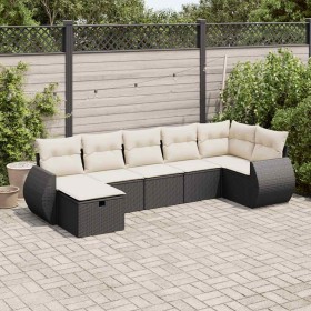 Set de sofás de jardín 7 pzas con cojines ratán sintético negro de , Conjuntos de jardín - Ref: Foro24-3325602, Precio: 438,9...