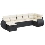Set de sofás de jardín 7 pzas con cojines ratán sintético negro de , Conjuntos de jardín - Ref: Foro24-3325602, Precio: 438,9...