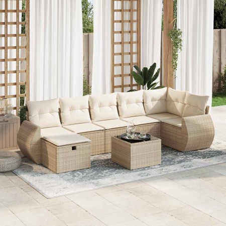 Set de sofás de jardín y cojines 8 piezas ratán sintético beige de , Conjuntos de jardín - Ref: Foro24-3325614, Precio: 550,1...