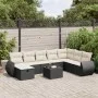 Set de sofás de jardín con cojines 9 pzas ratán sintético negro de , Conjuntos de jardín - Ref: Foro24-3325642, Precio: 540,5...