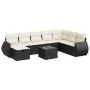 Set de sofás de jardín con cojines 9 pzas ratán sintético negro de , Conjuntos de jardín - Ref: Foro24-3325642, Precio: 540,5...