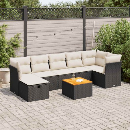 Set de sofás de jardín y cojines 8 piezas ratán sintético negro de , Conjuntos de jardín - Ref: Foro24-3325766, Precio: 456,1...