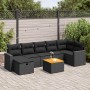 Set de sofás de jardín y cojines 8 piezas ratán sintético negro de , Conjuntos de jardín - Ref: Foro24-3325793, Precio: 501,4...