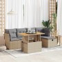 Set sofás jardín y cojines 6 pzas ratán sintético acacia beige de , Conjuntos de jardín - Ref: Foro24-3327969, Precio: 411,24...
