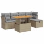 Set sofás jardín y cojines 6 pzas ratán sintético acacia beige de , Conjuntos de jardín - Ref: Foro24-3327969, Precio: 411,24...