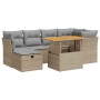 Set sofás jardín y cojines 7 pzas ratán sintético acacia beige de , Conjuntos de jardín - Ref: Foro24-3327976, Precio: 497,06...