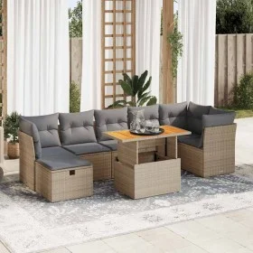 Set sofás jardín y cojines 8 pzas ratán sintético acacia beige de , Conjuntos de jardín - Ref: Foro24-3327983, Precio: 530,20...