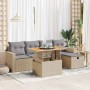 Set sofás jardín y cojines 6 pzas ratán sintético acacia beige de , Conjuntos de jardín - Ref: Foro24-3327997, Precio: 439,54...