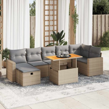 Set sofás jardín y cojines 5 pzas ratán sintético acacia beige de , Conjuntos de jardín - Ref: Foro24-3328011, Precio: 563,07...
