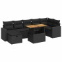 Set sofás jardín y cojines 5 pzas ratán sintético acacia negro de , Conjuntos de jardín - Ref: Foro24-3328007, Precio: 555,47...