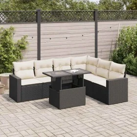 Set de sofás de jardín 7 pzas con cojines ratán sintético negro de , Conjuntos de jardín - Ref: Foro24-3326327, Precio: 465,3...