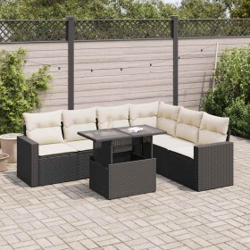 Set de sofás de jardín 7 pzas con cojines ratán sintético negro de , Conjuntos de jardín - Ref: Foro24-3326327, Precio: 473,4...
