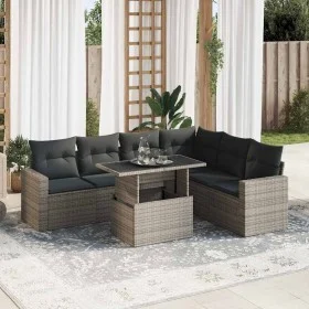 Set de sofás de jardín 7 pzas con cojines ratán sintético gris de , Conjuntos de jardín - Ref: Foro24-3326331, Precio: 477,60...