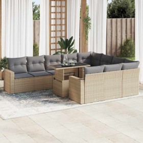 Set de sofás de jardín 11pzas con cojines ratán sintético beige de , Conjuntos de jardín - Ref: Foro24-3326390, Precio: 792,5...