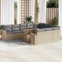 Set de sofás de jardín 11pzas con cojines ratán sintético beige de , Conjuntos de jardín - Ref: Foro24-3326390, Precio: 792,5...