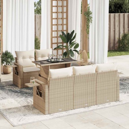 Juego de sofás jardín con cojines 6 pzas ratán sintético beige de , Conjuntos de jardín - Ref: Foro24-3326409, Precio: 541,87...