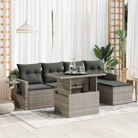 Set de muebles de jardín 6 pzas y cojines ratán sintético gris de , Conjuntos de jardín - Ref: Foro24-3326461, Precio: 416,40...