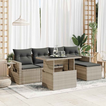 Set de sofás de jardín 6 pzas y cojines ratán sintético gris de , Conjuntos de jardín - Ref: Foro24-3326463, Precio: 425,80 €...