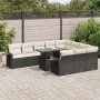 Set de sofás de jardín 11 pzas y cojines ratán sintético negro de , Conjuntos de jardín - Ref: Foro24-3326547, Precio: 747,56...