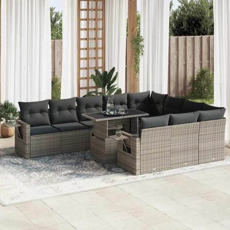 Set de sofás de jardín 11 pzas y cojines ratán sintético gris de , Conjuntos de jardín - Ref: Foro24-3326551, Precio: 748,97 ...