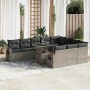 Set de sofás de jardín 11 pzas y cojines ratán sintético gris de , Conjuntos de jardín - Ref: Foro24-3326551, Precio: 748,97 ...