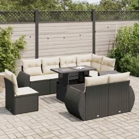 Set de sofás de jardín con cojines 9 pzas ratán sintético negro by , Garden sets - Ref: Foro24-3326657, Price: 708,25 €, Disc...