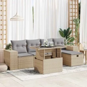Juego de sofás jardín con cojines 6 pzas ratán sintético beige de , Conjuntos de jardín - Ref: Foro24-3327929, Precio: 452,06...