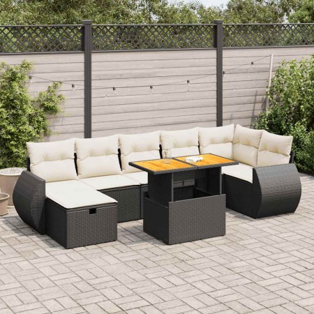Set sofás jardín y cojines 5 pzas ratán sintético acacia negro de , Conjuntos de jardín - Ref: Foro24-3328064, Precio: 526,97...