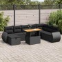 Set sofás jardín y cojines 9 pzas ratán sintético acacia negro de , Conjuntos de jardín - Ref: Foro24-3328070, Precio: 622,15...