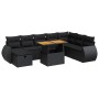 Set sofás jardín y cojines 9 pzas ratán sintético acacia negro de , Conjuntos de jardín - Ref: Foro24-3328070, Precio: 622,15...