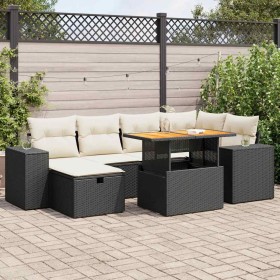 Set sofás jardín y cojines 8 pzas ratán sintético acacia negro de , Conjuntos de jardín - Ref: Foro24-3328085, Precio: 483,40...