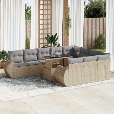 Set de sofás de jardín 11pzas con cojines ratán sintético beige de , Conjuntos de jardín - Ref: Foro24-3326710, Precio: 777,8...