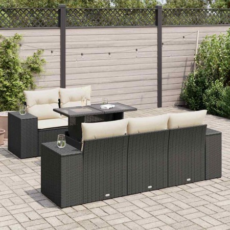 Set de sofás de jardín 6 piezas y cojines ratán sintético negro de , Conjuntos de jardín - Ref: Foro24-3326727, Precio: 472,8...