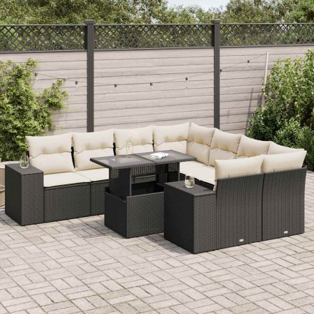 Set de sofás de jardín con cojines 9 pzas ratán sintético negro de , Conjuntos de jardín - Ref: Foro24-3326767, Precio: 606,4...