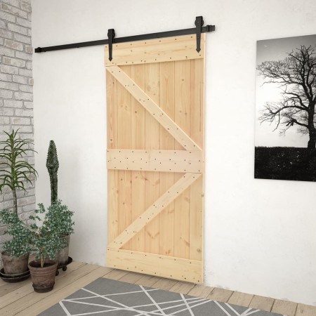 Puerta corredera con herrajes madera maciza de pino 90x210 cm de vidaXL, Puertas - Ref: Foro24-3057494, Precio: 173,97 €, Des...