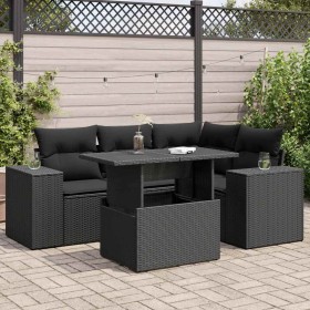 Set de muebles de jardín 5 pzas y cojines ratán sintético negro de , Conjuntos de jardín - Ref: Foro24-3326786, Precio: 416,1...