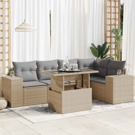 Juego de sofás jardín con cojines 6 pzas ratán sintético beige de , Conjuntos de jardín - Ref: Foro24-3326800, Precio: 477,07...