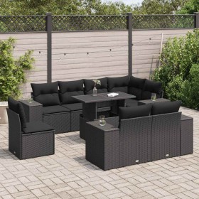 Set de sofás de jardín con cojines 9 pzas ratán sintético negro de , Conjuntos de jardín - Ref: Foro24-3326816, Precio: 685,1...