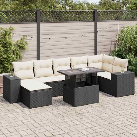 Set de sofás de jardín y cojines 8 piezas ratán sintético negro de , Conjuntos de jardín - Ref: Foro24-3326837, Precio: 528,9...