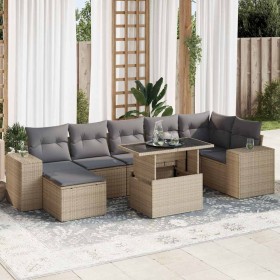 Set de sofás de jardín y cojines 8 piezas ratán sintético beige de , Conjuntos de jardín - Ref: Foro24-3326840, Precio: 567,7...