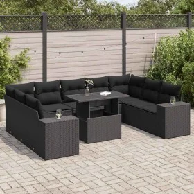 Set de sofás de jardín y cojines 10 pzas ratán sintético negro de , Conjuntos de jardín - Ref: Foro24-3326856, Precio: 711,76...