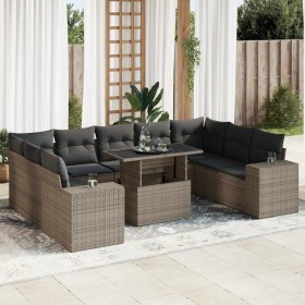 Set de sofás de jardín y cojines 10 pzas ratán sintético gris de , Conjuntos de jardín - Ref: Foro24-3326861, Precio: 679,58 ...