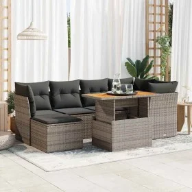 Set de sofás de jardín 7 pzas con cojines ratán sintético gris de , Conjuntos de jardín - Ref: Foro24-3326951, Precio: 459,40...