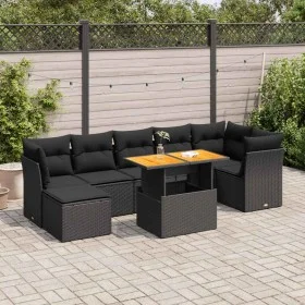 Set de sofás de jardín y cojines 8 piezas ratán sintético negro de , Conjuntos de jardín - Ref: Foro24-3326953, Precio: 525,6...