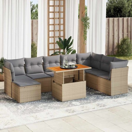 Set de sofás de jardín con cojines 9 pzas ratán sintético beige de , Conjuntos de jardín - Ref: Foro24-3326964, Precio: 615,3...